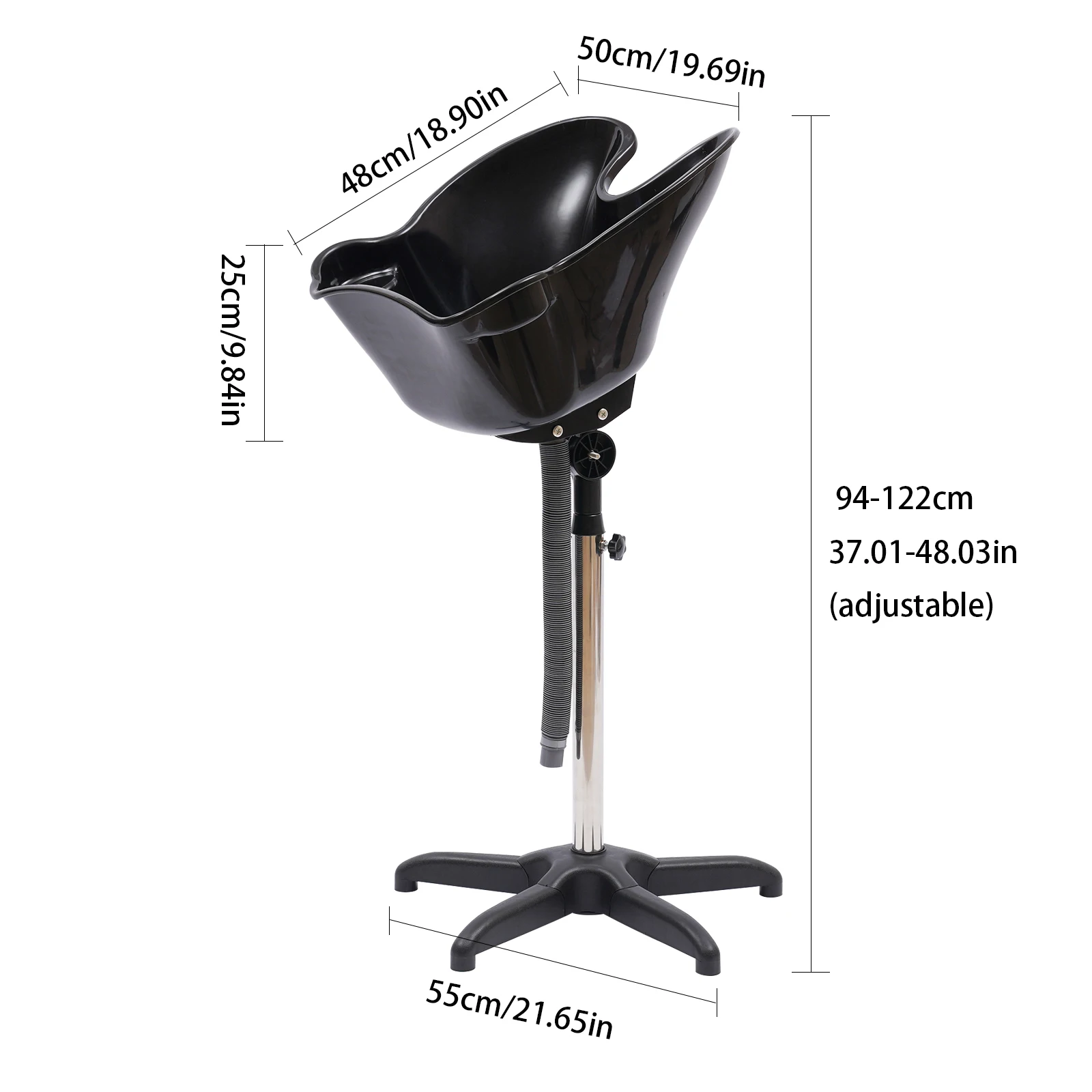 Portable Hair Washing Salon Basin Washing Hair Shampoo Bowl Backwash Adjustable 5