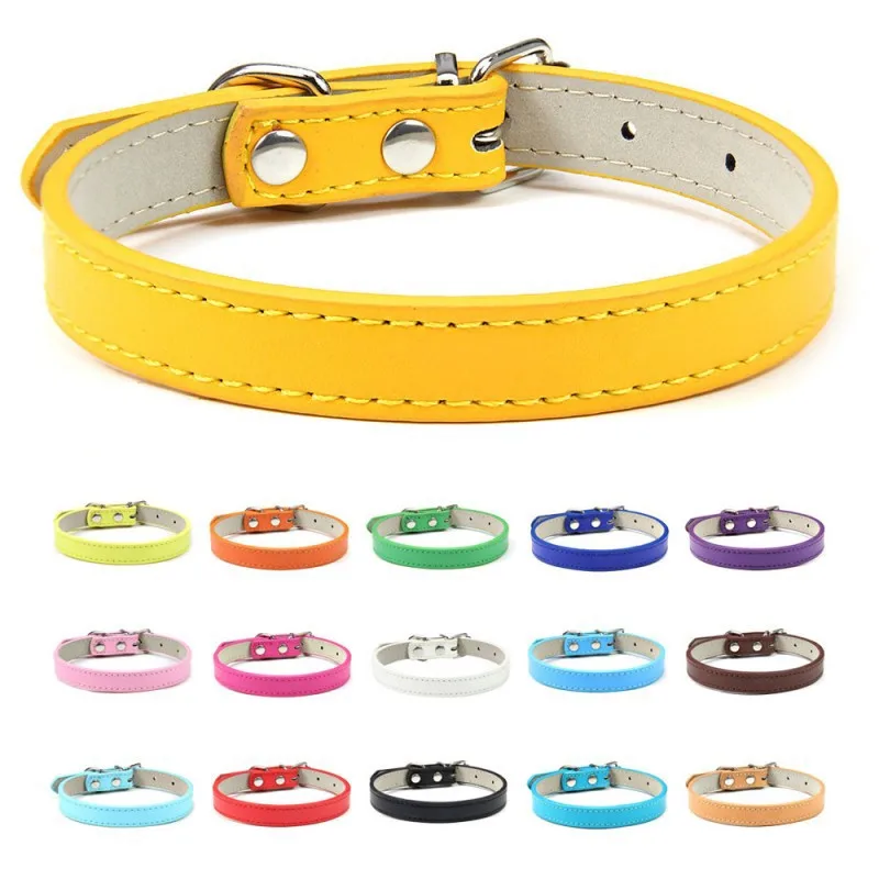 

1PC Popular Adjustable Colorful Pet Collars Kitten Cat Collar PU Leather Neck Strap Safe for Dogs Soft Pet Supplies