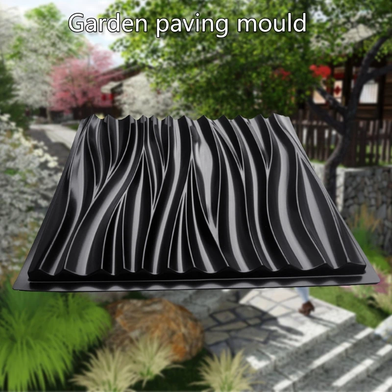 Wave Pattern Wall Concrete Cement Plaster Mold Plastic Brick Stone Tiles Walk Maker DIY Manual Garden Lawn for Path Paving Pavem