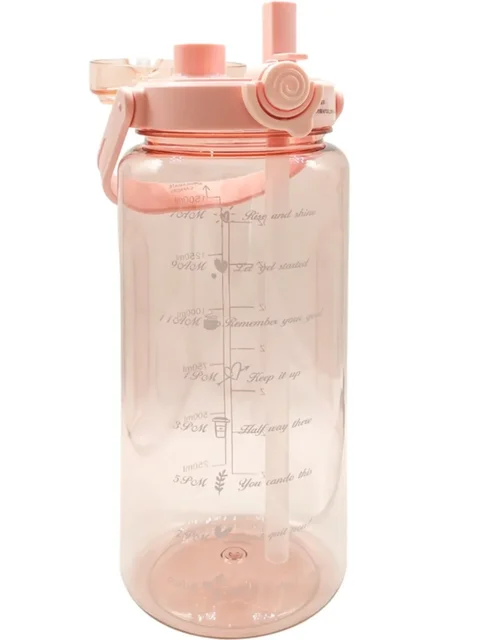 1.5/2 Liter Sport Straw Water Bottle with Time Scale Plastic Summer Cold Juice Water Cup Large Capacity Portable Water Bottles 5