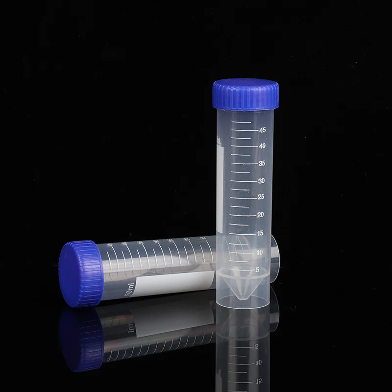 20Pcs 50ml Plastic Screw Cap Flat Bottom Centrifuge Test Tube with Scale Free-standing Centrifugal Tubes Laboratory Fittings