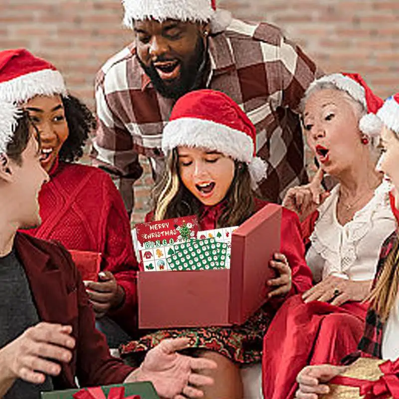 Christmas Game Cards Set 24-Player Christmas Board Card Game Paper Cards Seasonal Group Activity Play Family Night Fun For