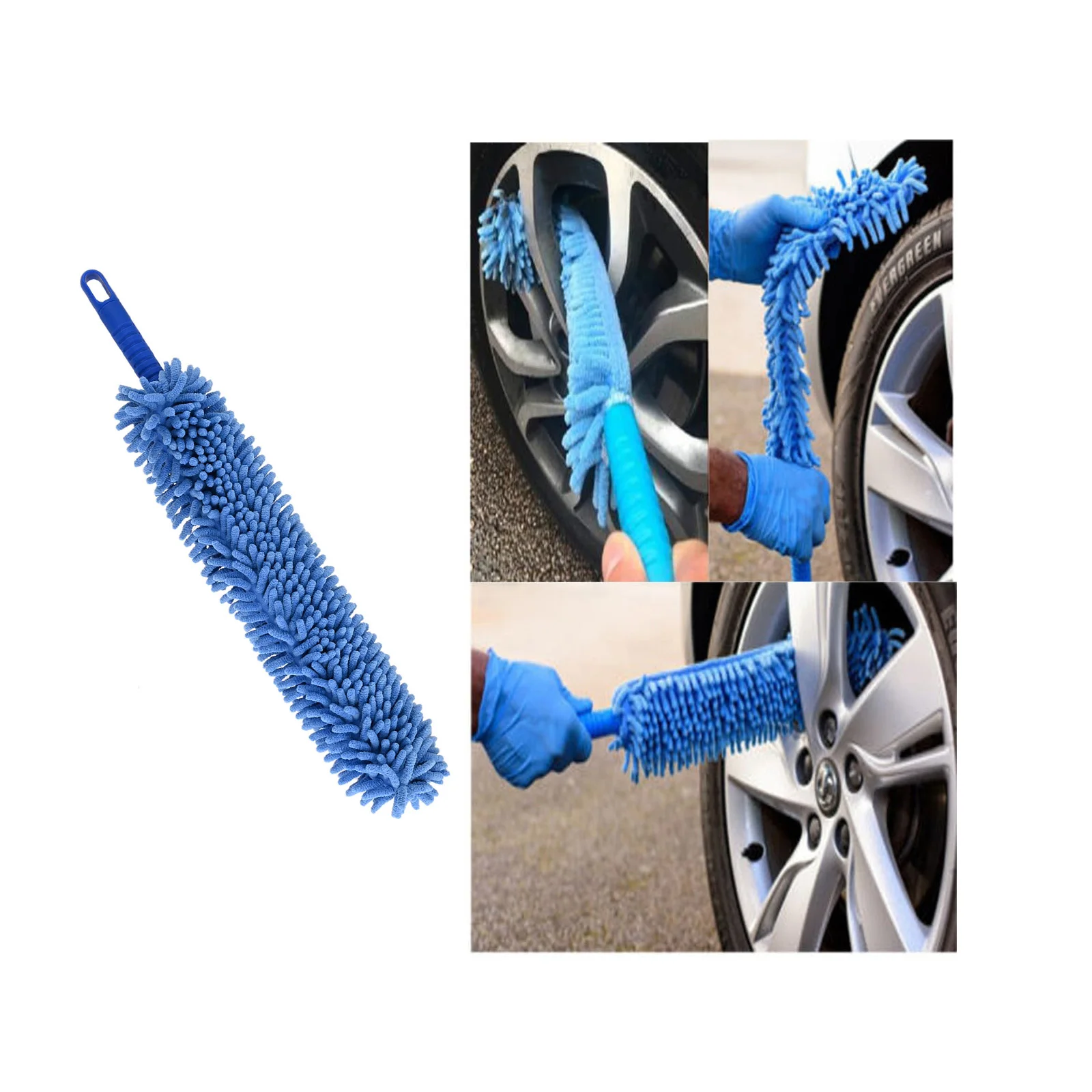 1pc Bendable Chenille Duster Brush Flexible Handle 57.5cm Blue Washable Microfiber Cloth Home Car Fan Window Ceiling Furniture 4