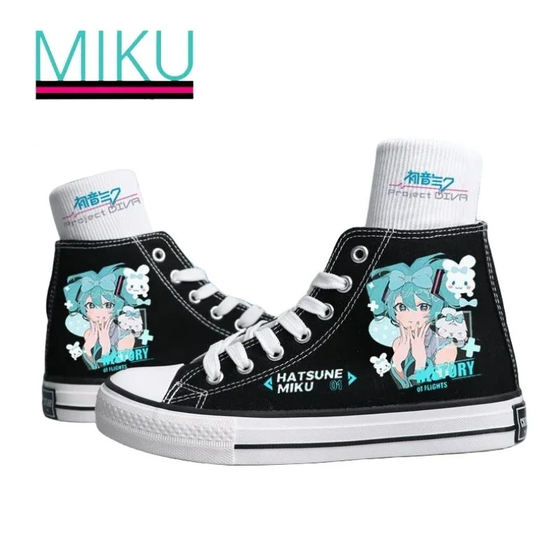

Холщовые кроссовки Hatsune Miku, повседневная универсальная спортивная обувь с изображением персонажей мультфильмов, с периферийным рисунком аниме, кавайная дышащая обувь для пар