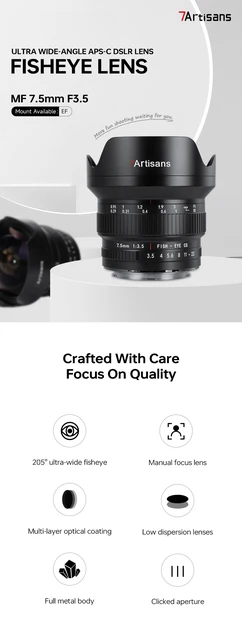 For Fujifilm X 7ARTISANS MF APS-C 205u00b0 Ultra Wide