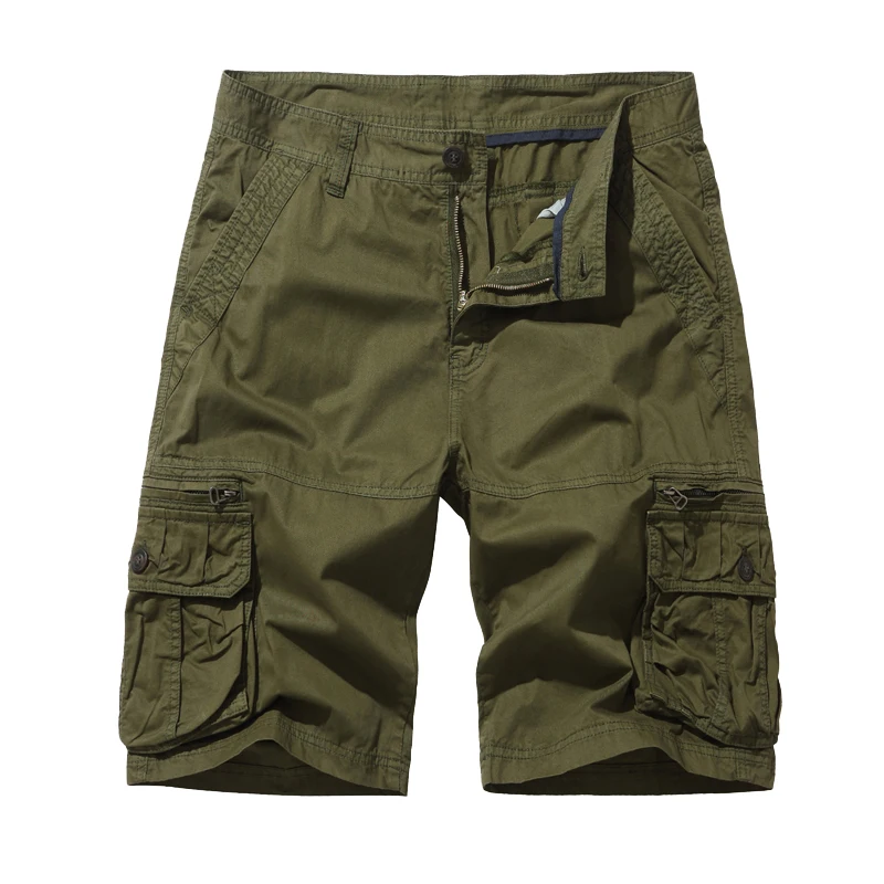 thumbnail image 1 of Pantalones cortos holgados informales de talla europea para hombre con múltiples bolsillos, 1 of 4