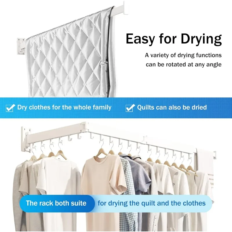 Clothes Drying Rack Wall Mounted,Drying Rack Clothing,Laundry Drying Rack Wall Mount,Collapsible Drying Racks for Laundry, 3