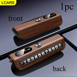 Temporary Parking Number Display Plate for Cars - Stylish In - Car Accessory (Wood Color)
