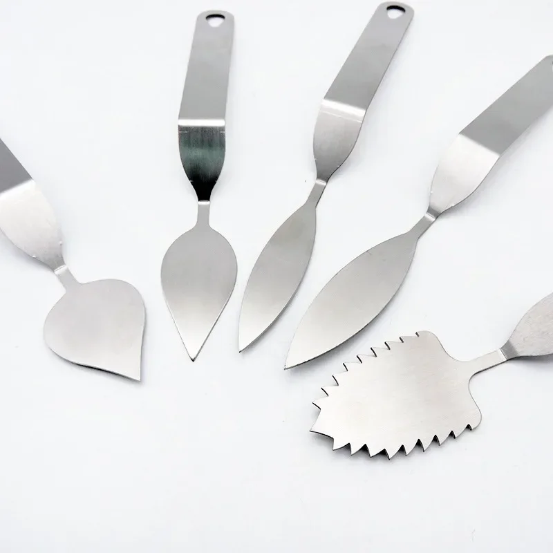 Chocolate Feather Leaves Spatula Knife Stainless Steel Scraper For Cake Chocolate Modeling Making Tool Handmade Baking Supplies