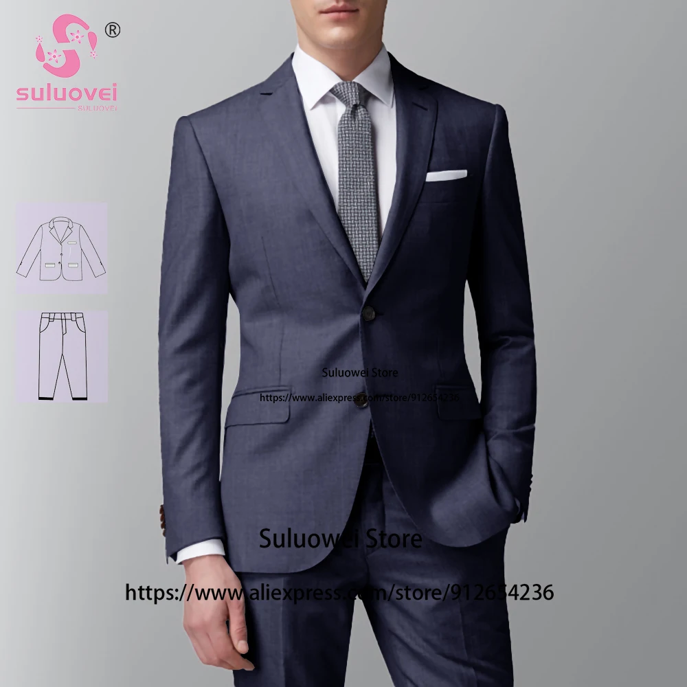 (Customized Size Color) Classic Groom Wedding Suits For Men Slim Fit 2 Piece Pants Set Dinner Tuxedo Trajes Elegante Para Hombre