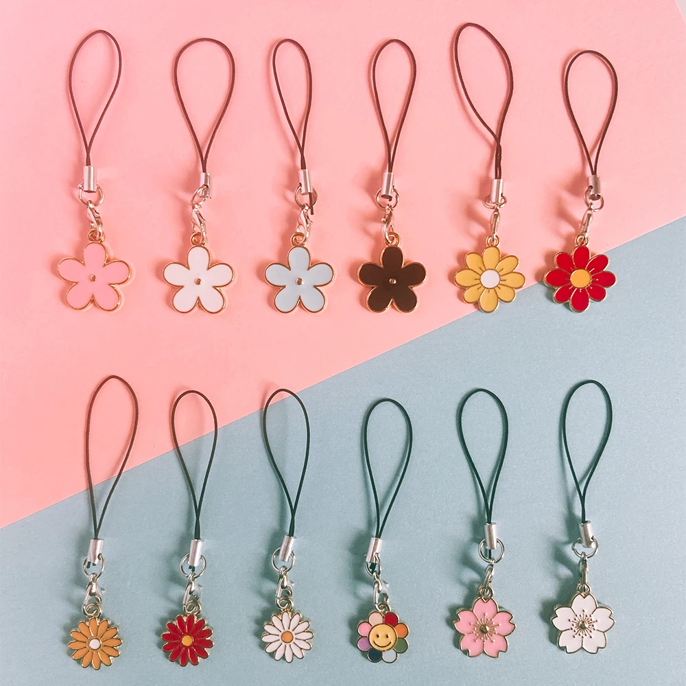 Enamel Flower Lanyard for Phone Case IPhone Huawei Oppo Floral Keychain ...