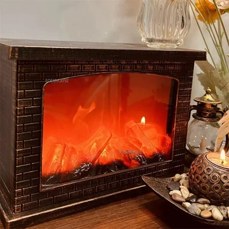 เตาผิงไฟฟ้า สร้างแสงเปลวไฟเสมือนจริง ตกแต่งบ้าน สร้างบรรยากาศ โคมไฟตกแต่งห้องนั่งเล่น ของตกแต่งบนโต๊ะ 1