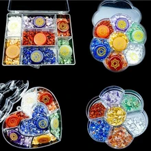 

Natural Crystal Stone Seven Chakra Set Reiki Balancing Tumble Chip Crystal Healing Reiki Wicca Stones Kit Home Decor Storage Box