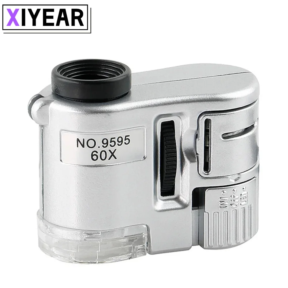 

Handheld Magnifier 60x HD Mini Magnifier with LED Light UV Portable Magnifier Jewelry Identification Money Checking