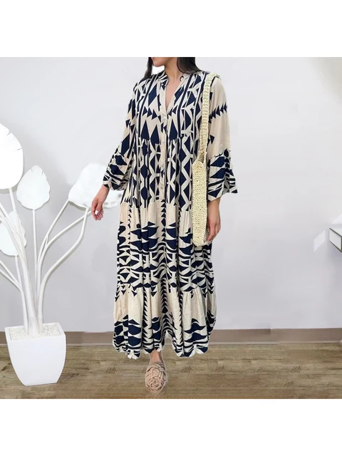 TEMU-Vestido largo con estampado para mujer, traje bohemio con falda y  camisa, ideal para verano, novedad de 2023 - AliExpress