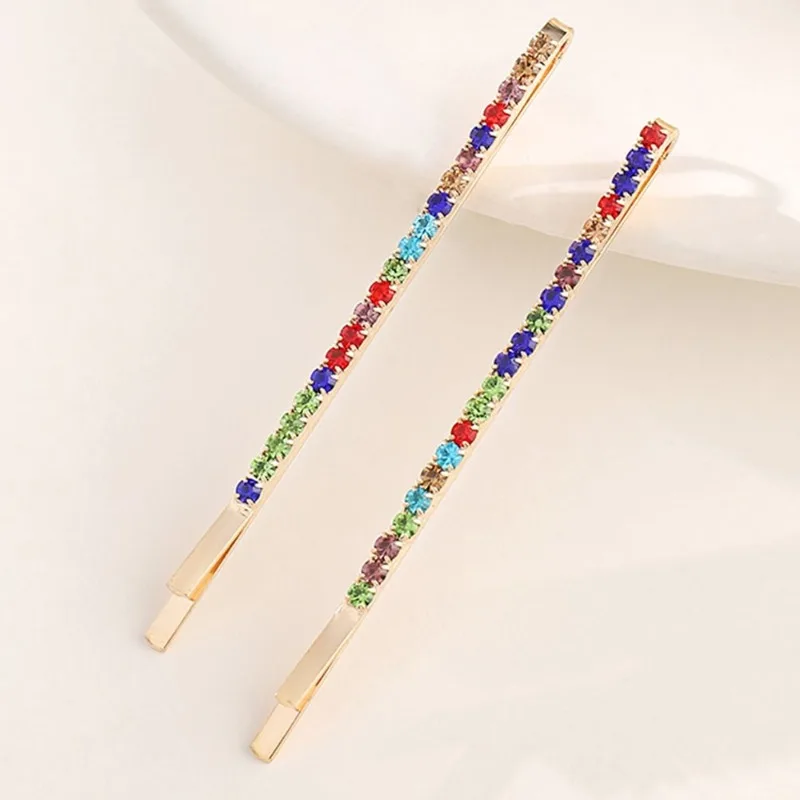 

2pcs rhinestone-encrusted color hair clips bobby pins