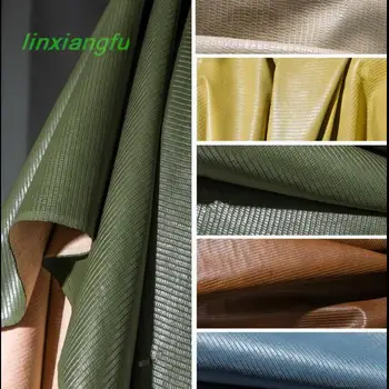 Striped embossed leather, stiff silhouette fabric, medium anorak jacket skirt fabric, fashion designer fabric.
