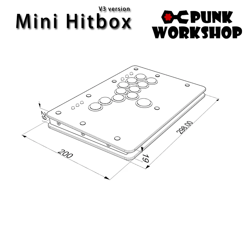 Punk Workshop Mini HitBox SOCD Fighting Stick Controller Mechanical Buttons  Support PC/Android PS4 Switch