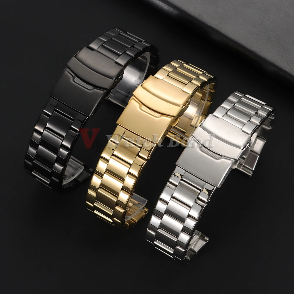 Premium Stainless Steel Semi-Solid Metal Watch Band Strap - Elegant Bracelet Accessory