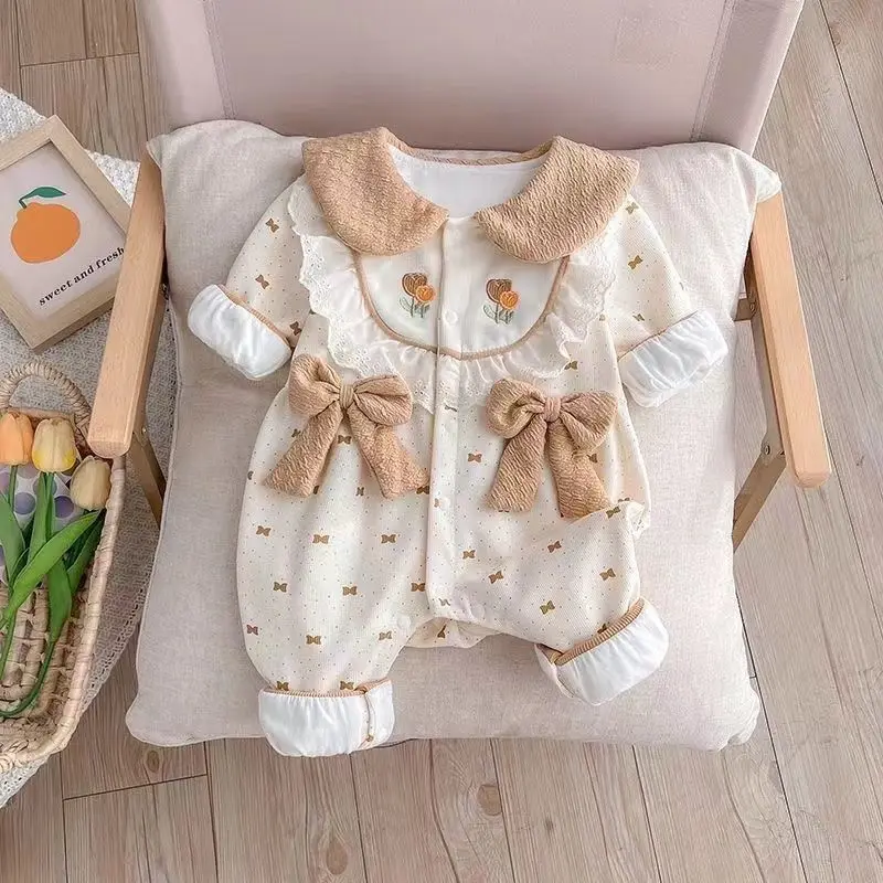 Autumn Baby Girls Double Layer Jumpsuit Romper