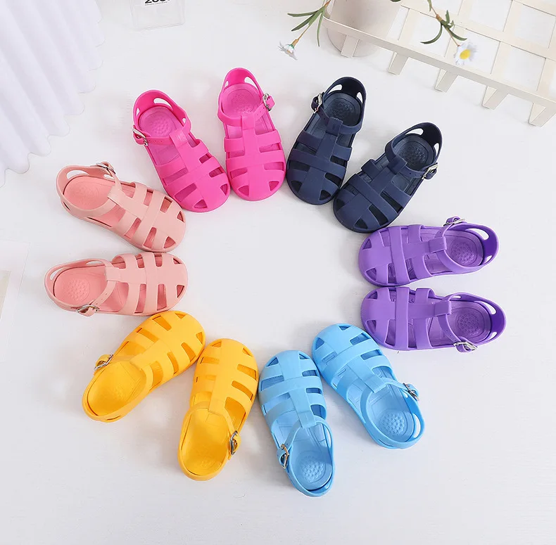 Cute Flat Girls Princess Jelly Shoes Summer New Korean Children's Super Soft School Hollow Sandy Beach Sandal 2-6 Years Old 6