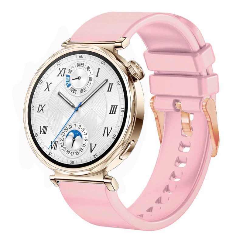 Rose Gold Buckle Silicone Wristband - 18mm Strap Bracelet