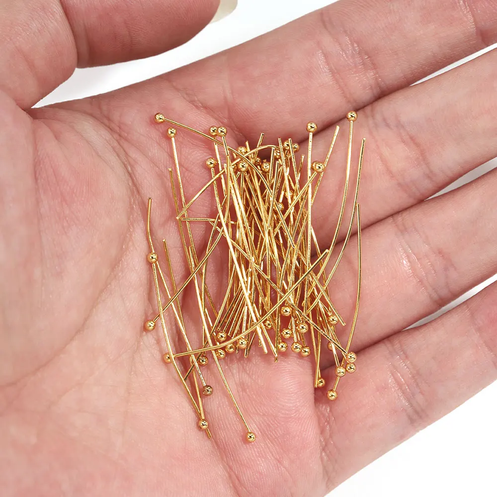 QA 50 Pièces/lot épingles à Billes Dorées En Acier Inoxydable Pour Perles DIY Fabrication De Têtes A917 (couleur : Broche à Boule Dorée, Taille : 20 Mm