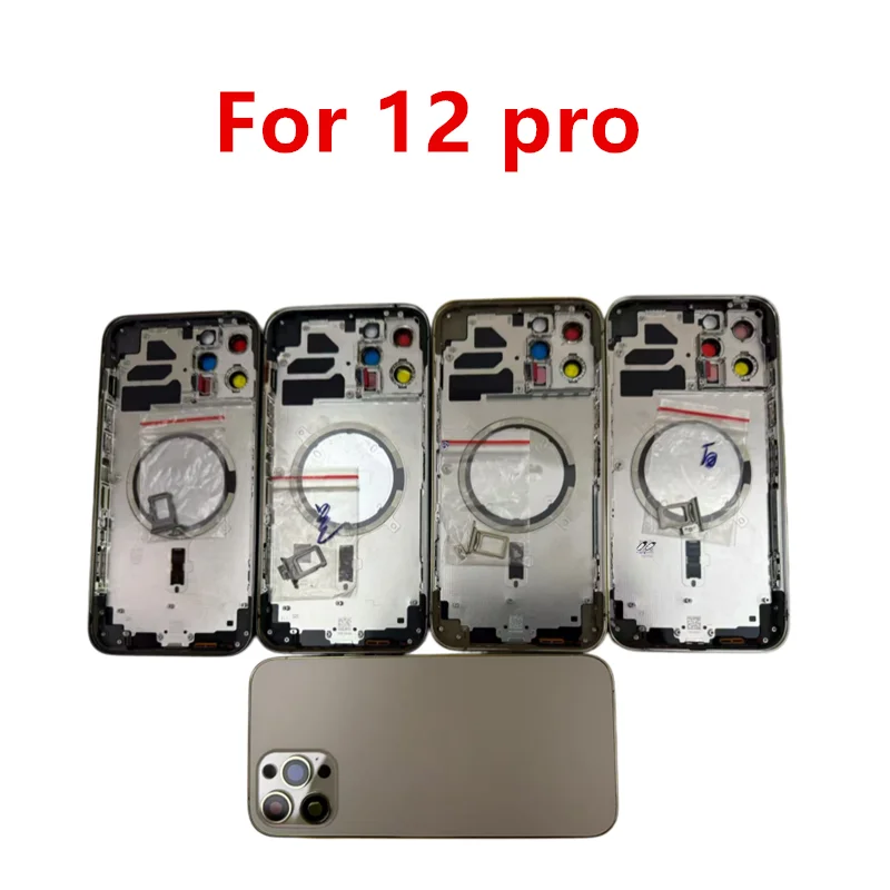 아이폰 12Pro OEM 후면 배터리 도어 후면 유리 하우징 커버 (섀시 프레임, SIM 트레이, 사이드 키 부품 포함) 12 pro