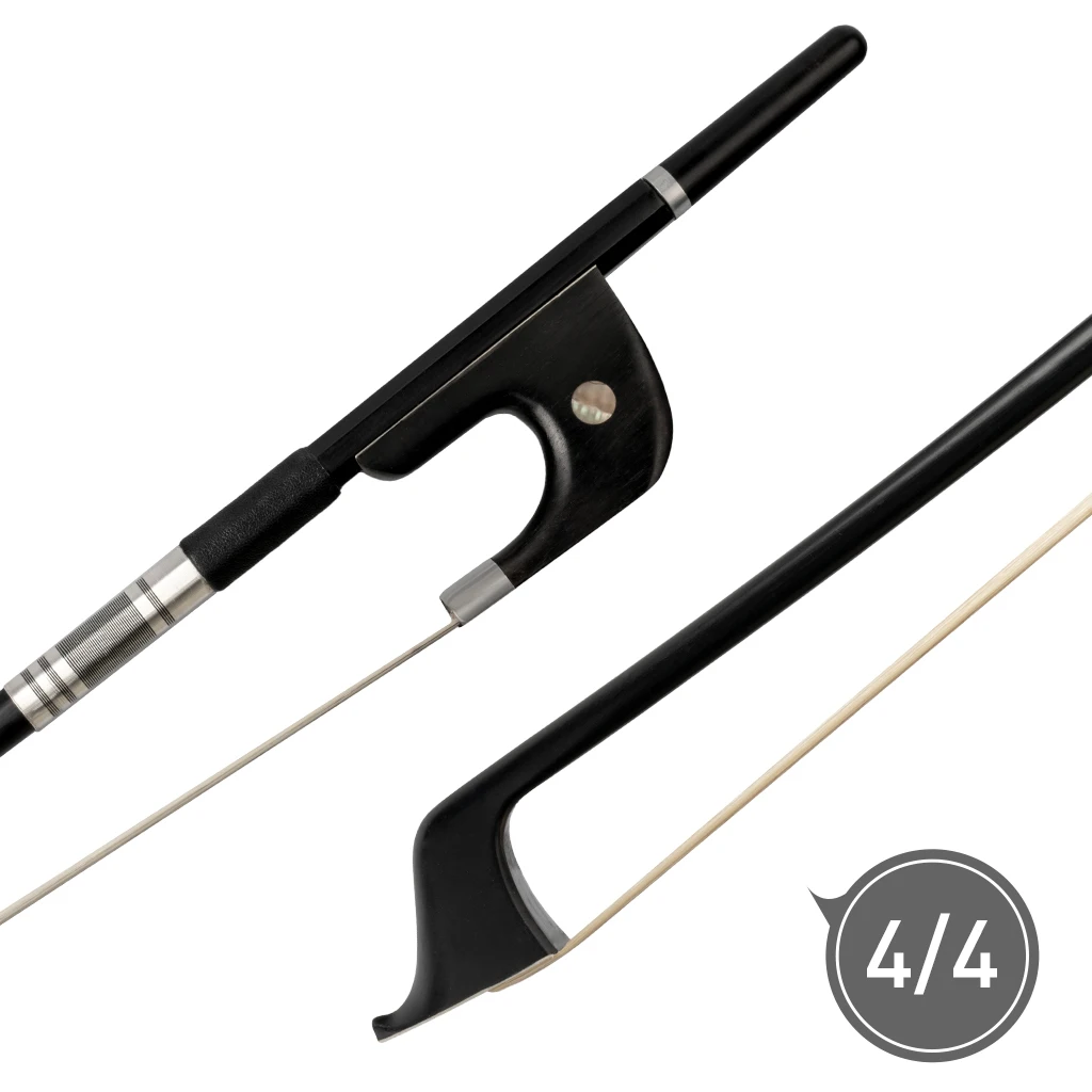 German Style 4/4 Upright Double Bass Bow Carbon Fiber Stick Genuine White Unbleached Quality AA Mongolian Horse Hair Ebony Frog