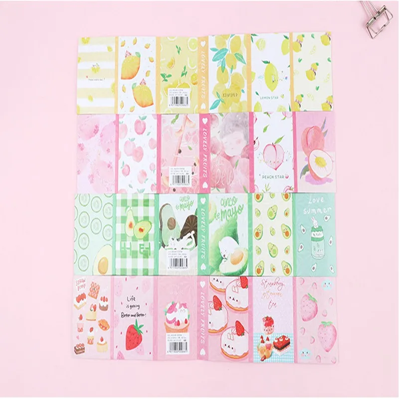 

1Pack Colorful Fruit folding Notes Four Selections Randomly posted Notebook Diary Agenda Notepad Plan Kawaii Stationery