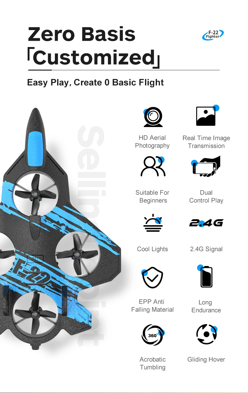 Avion RC 4DRC V32 En Mousse EPP Avec Lumières LED - 2 Batteries Incluses, Gyrostabilisateur, Flip 360°, 3 Vitesses, Pour Débutants Et Enfants