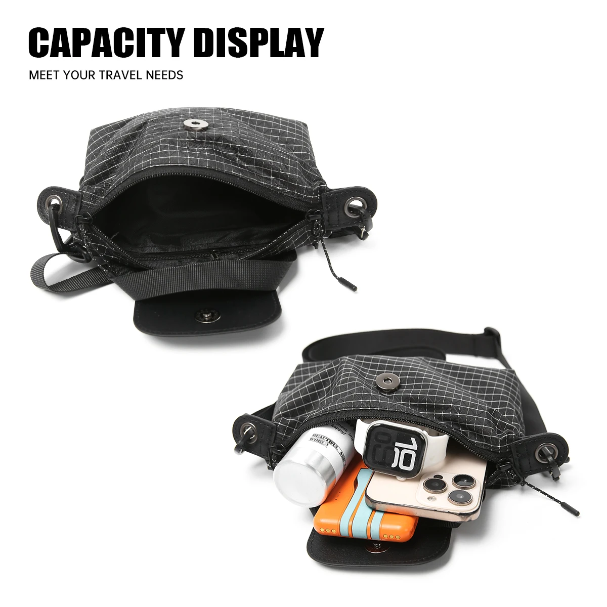 Crossbody Bag for Men, Portable Bag for Going Out, Fashionable Outdoor Bag, Couple Backpack, Plaid Phone Bag, Casual Camping Fitness Bag for Women