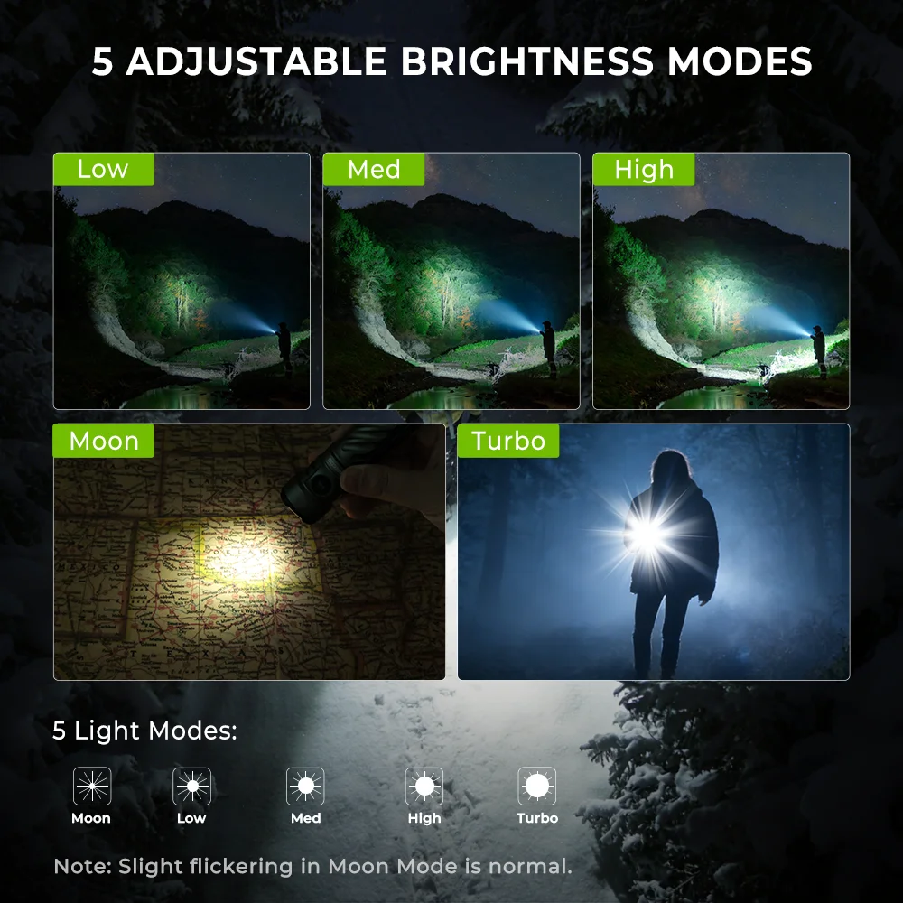 워코스 TS26 EDC LED 3470루멘 197M 빔 거리 안두릴 USB-C 충전식 RGB 전문가용 손전등 (자석 테일캡 포함)