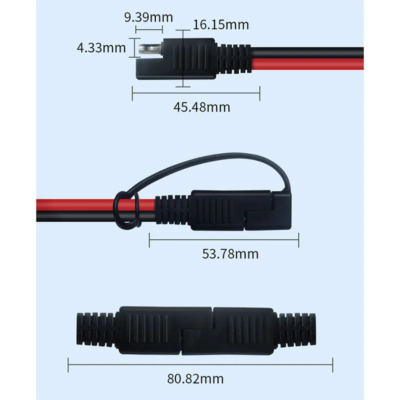 AEISVIK Battery Charging Cables SAE TO SAE 12V-24V Quick Disconnect Extension Cable 2 Pin Dust Cap Dc Connection Cord Plug 12 Feet 16awg Gauge Camp Trai