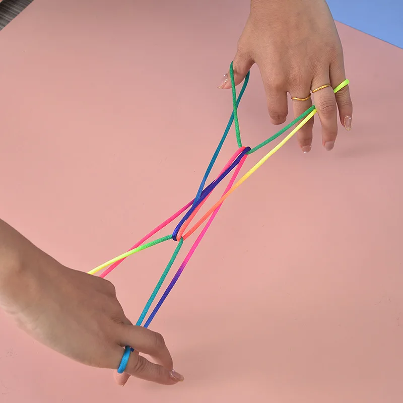 3PCS Chinese String For Kids Finger Game Rainbow Colored Rope 160CM Children's Day Gift Birthday Party Supplies Kinder Spiele 4