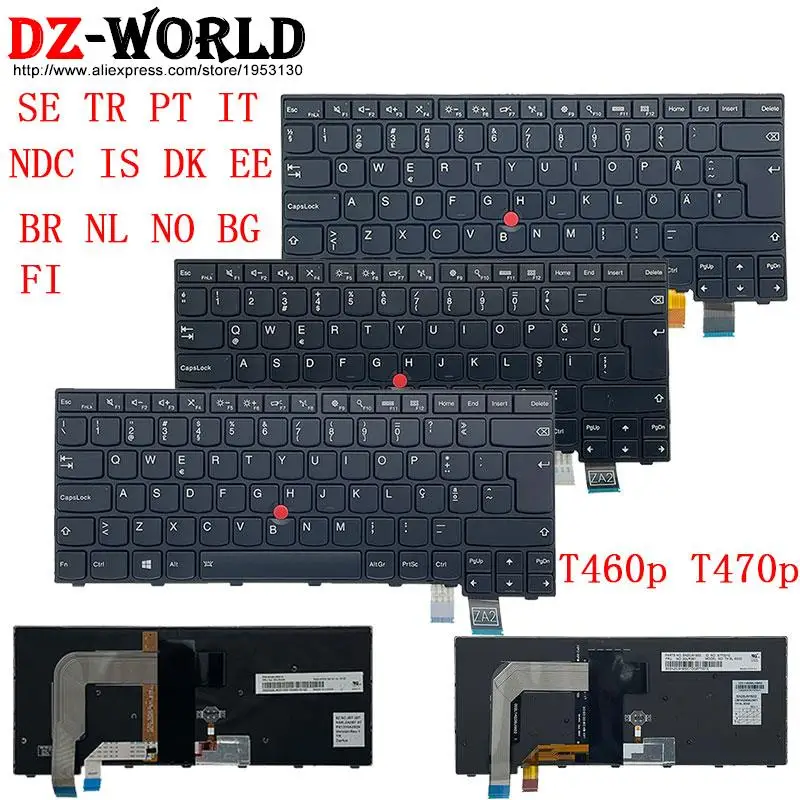 Ndc is ic dk ee br nl no bg Teclado Retroiluminado para Lenovo Thinkpad T460p T470p Laptop Português Brasileiro se fi tr pt po it