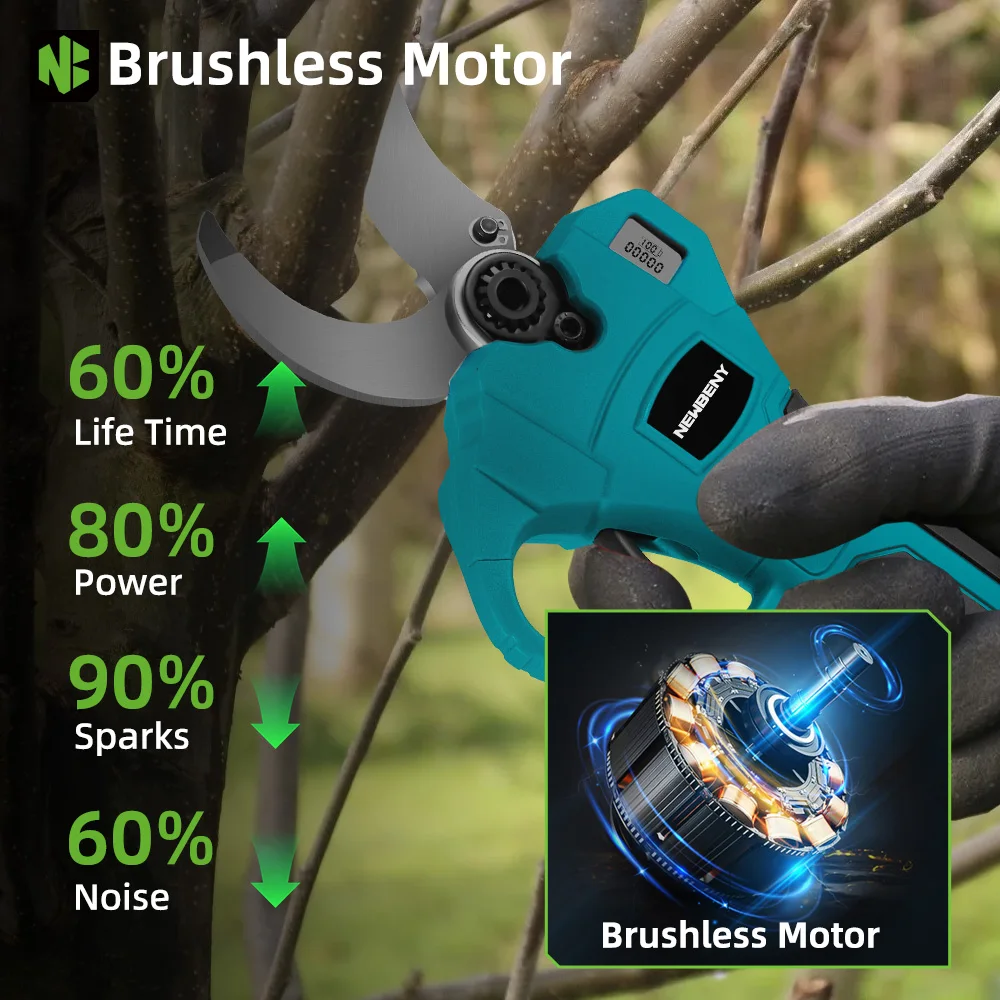45mm Brushless Electric Pruning Shears 2 Gears Cordless for Makita Battery Pin Fruit Tree Branches Garden Beautify Tools