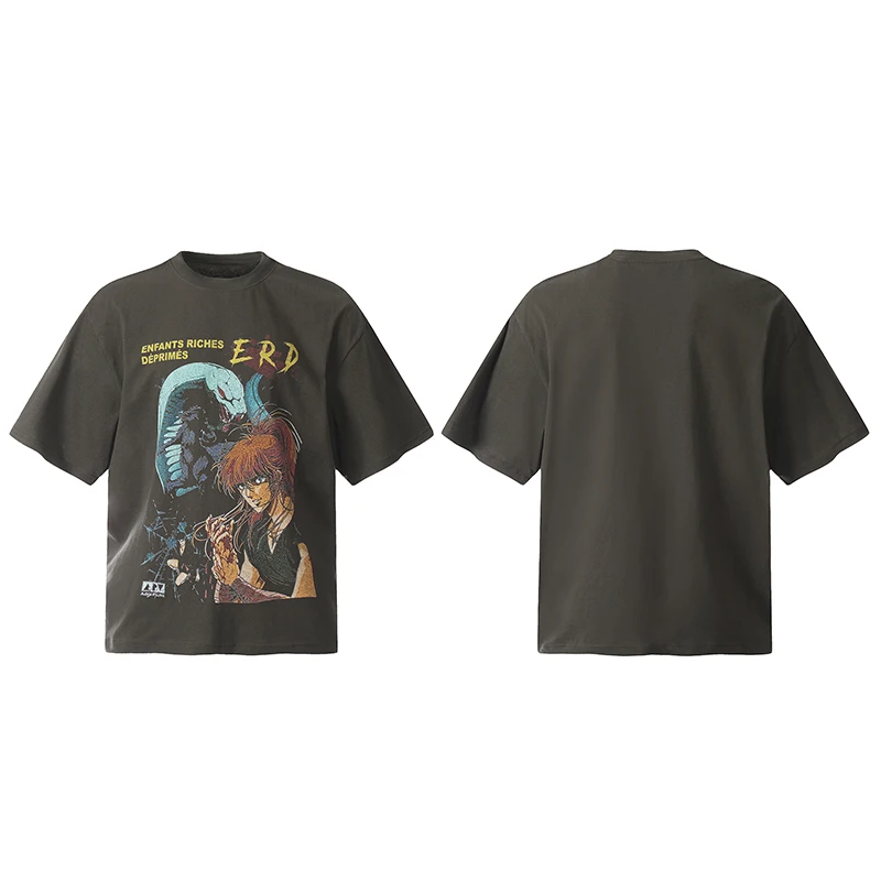 

Летняя Молодежная Повседневная Свободная футболка 2024 ERD в стиле ретро с коротким рукавом