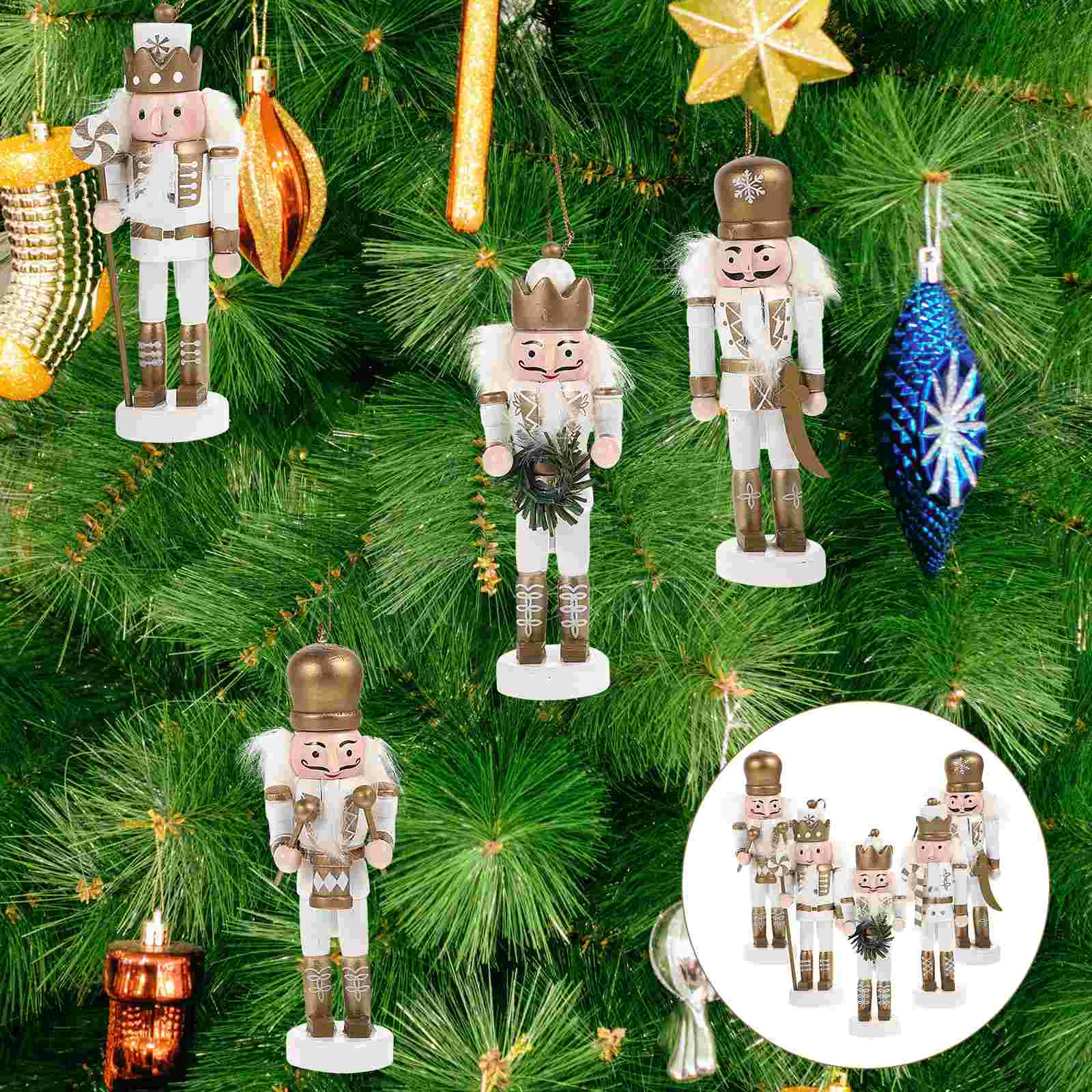 

Christmas Decorations Desktop Nutcracker Xmas Table Ornament Household Hanging Wood Nutcrackers Craft Walnuts Soldiers