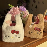 Cute Kit Lamb Fur Handbag Cheered Wallet Commuter Bag Youthful Sle ex Handheld Bag with Wrist Strap for Work And Tr...