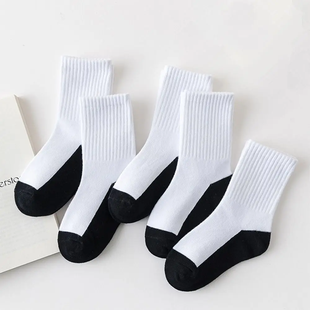 

1 pair Grey Black Sole Children White Socks Solid Color Absorbing Sweat Sport Socks Baby Hosiery Cloth Accessories Children