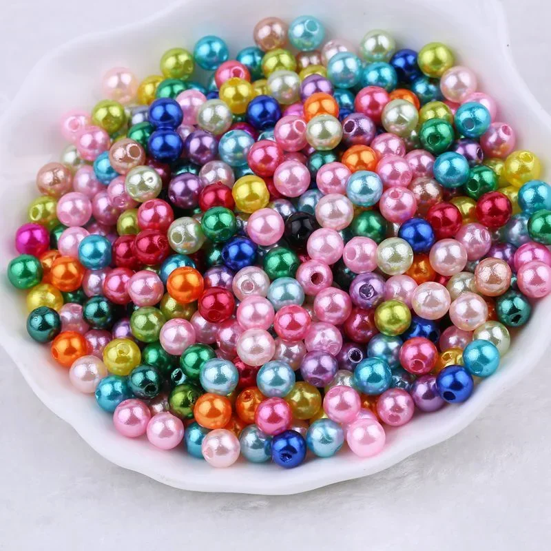 10-1000Pcs ABS Imitation Pearl Beads With Holes Loose Round Acrylic Bead Gradient Pearl Bead Craft Half Round DIY Jewelry