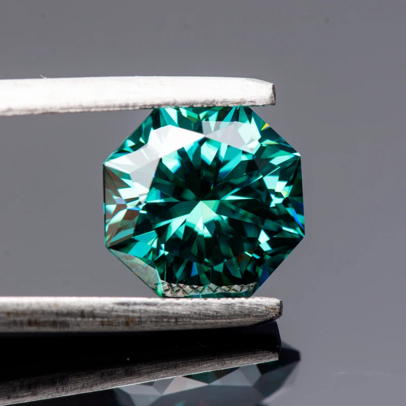 Moissanite Stones Emerald Green Primary Colours Octagon 8 Arrows Shape Lab Grown Gemstones for Jewelry Pendant Rings  Making
