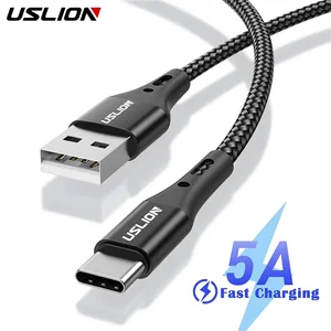 USLION 5A USB Type C Data Cable For Samsung S10 S20 Xiaomi Mi 11 Type C Cable USB C Charger Fast Charging Mobile Phone Chargers