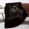 1pc Cute Black Cat With Yellow Eyes Soft Throw Blanket All Season Warm Blankets Lightweight Tufted Fuzzy Flannel Fleece Throws B 4