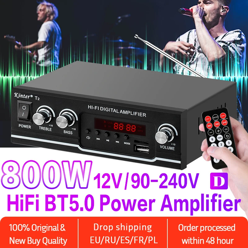 KINTER-T2-AMP-Home-Digital-Amplifiers-Audio-12V-110-240V-Bass-Audio ...