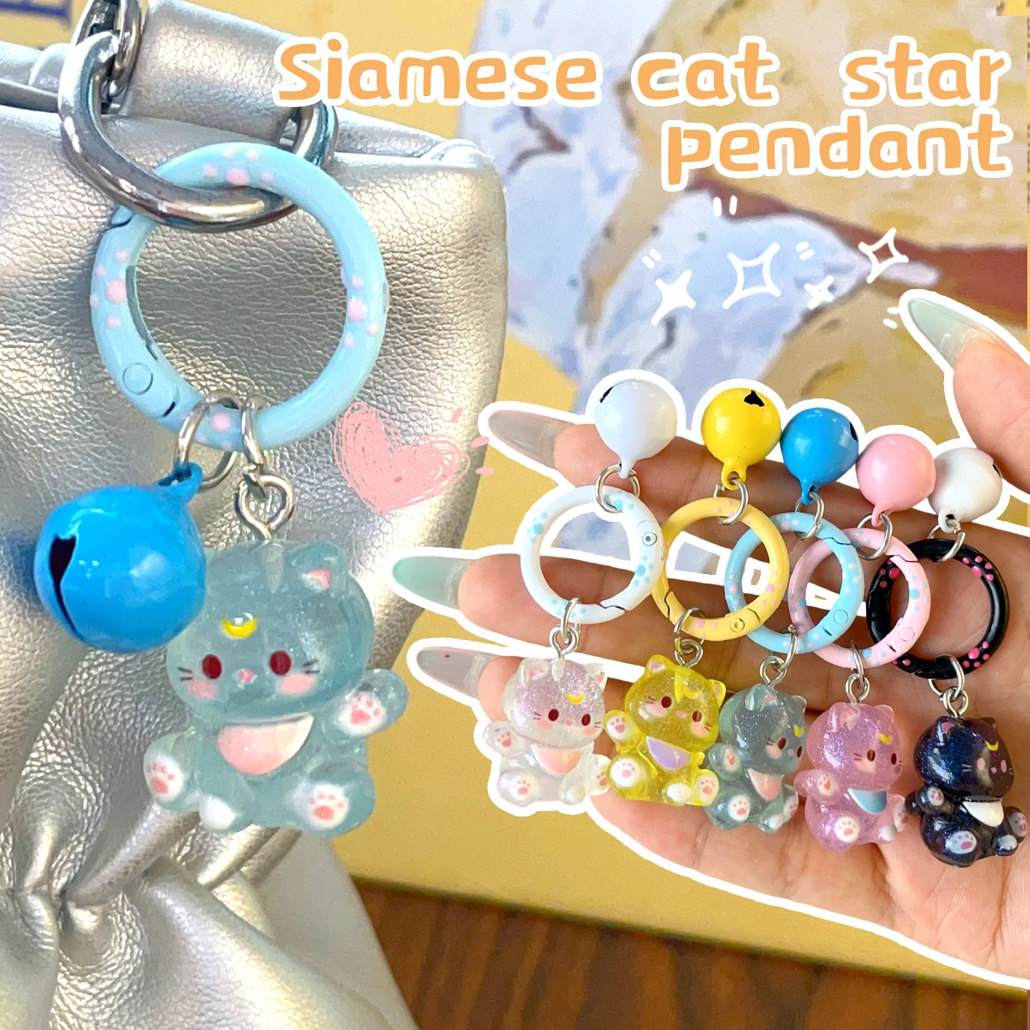 Transparent Resin Cartoon Lovely Hello Cat Keychain Kawaii Cats Keyring Charm Bag Phone Pendants Key Chain Gifts Fashion Jewelry