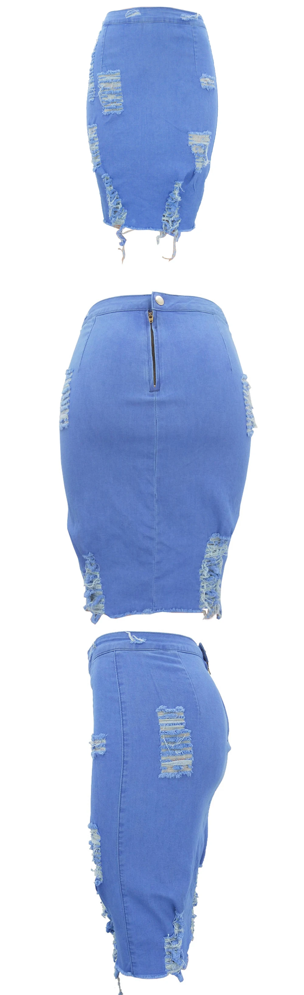 Sexy Denim Skirt for Women Knee Length Tight Skirts Tassels Hole Bust Skirt Hip Skirt Fashion Trend Lady Summer Free Shipping -S5aca698a3f5543fc8452dd82515fd26eX