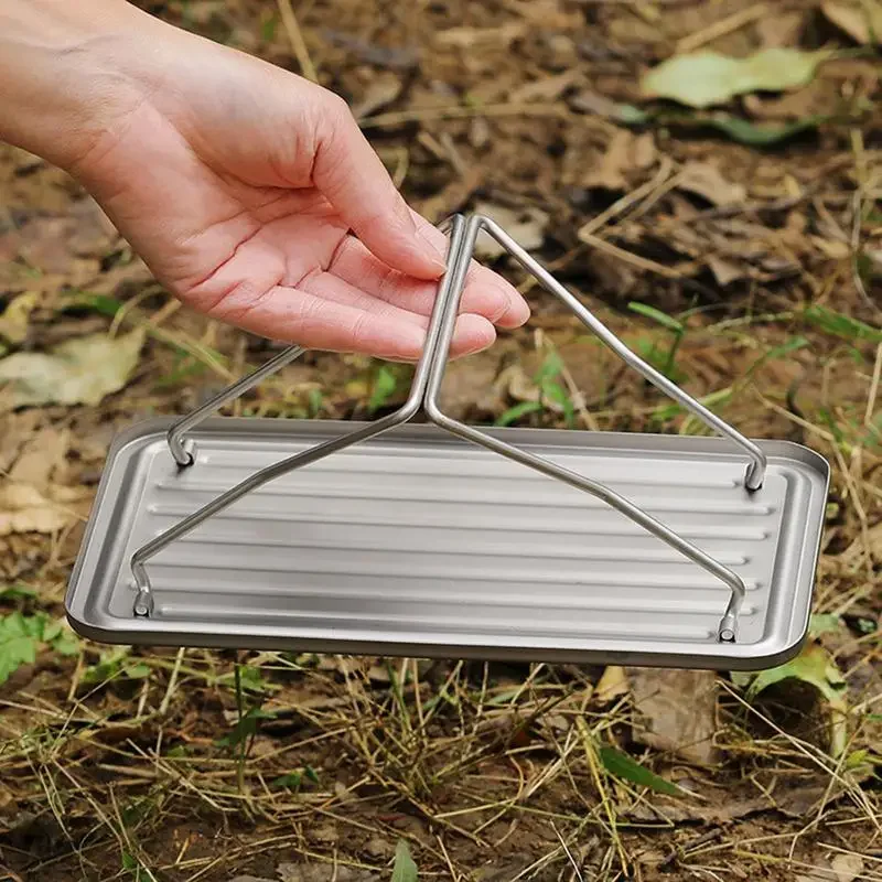 Portable Grill Table Plate Food Prep Table Grill Plate BBQ Folding Barbecue Titanium Outdoor Cookware