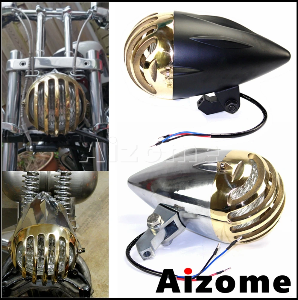 

4.5" Vintage Retro Motorcycle Grill Headlight For Chopper Bobber XS650 Cafe Racer Custom Headlamp High/Low Beam Fron Head Light